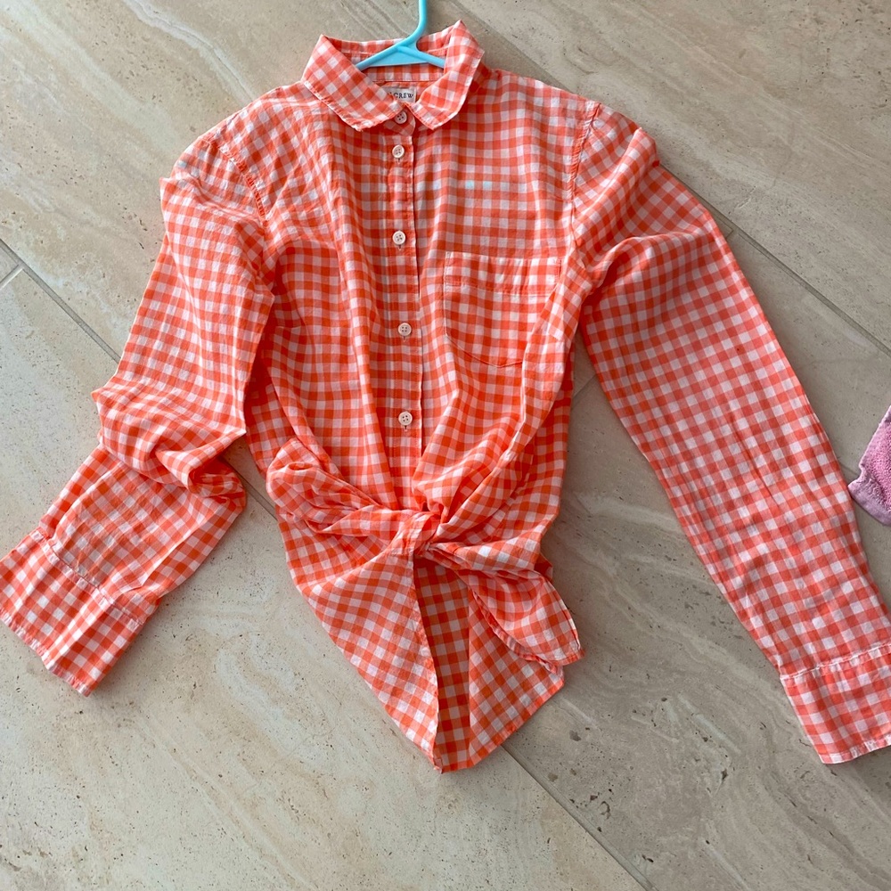 J Crew Coral and White Shirt